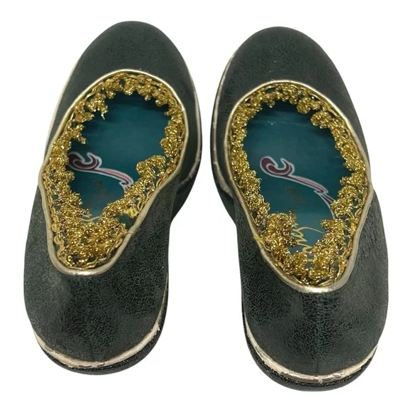 Irregular Choice Green Leather Gold Ricrac Slip On Platform Pumps Heels Women 38 - Picture 9 of 14